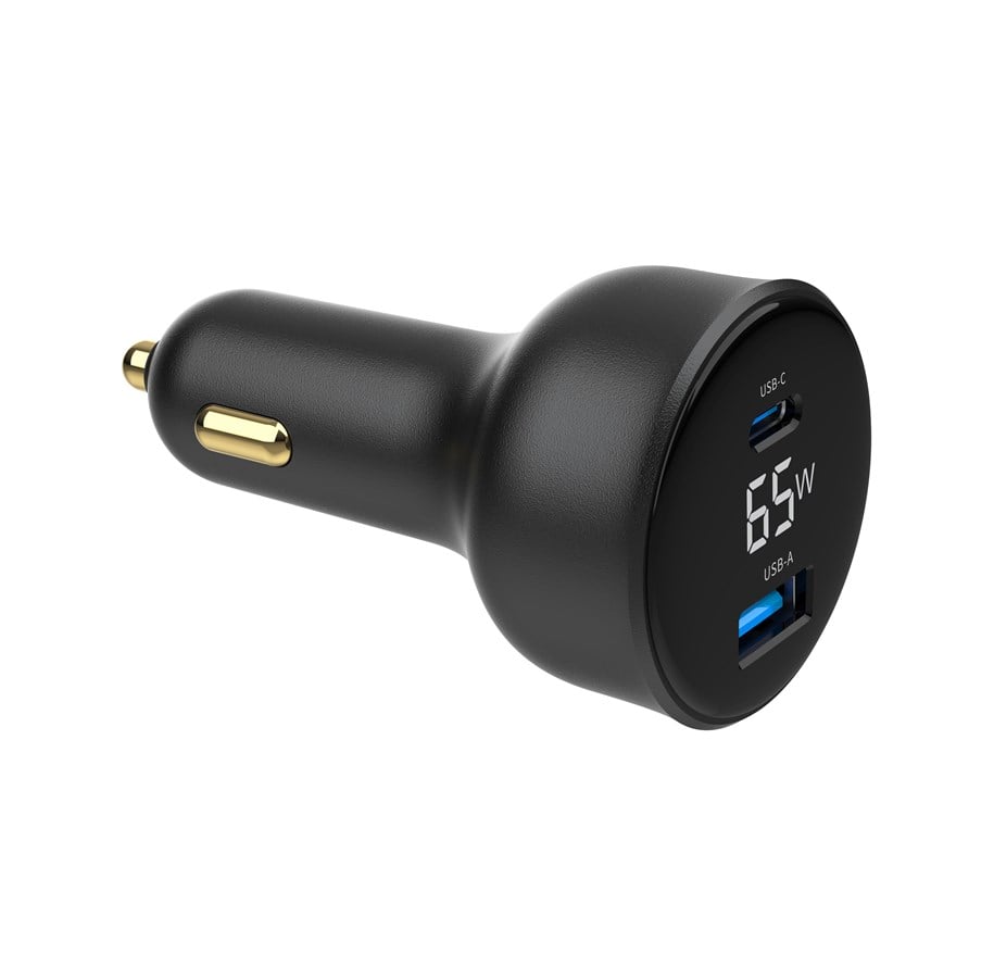 Handys - Adapter und Ladegeräte - Gembird Car Power Adapter with LCD display - USB Type-C PD - 65W - TA-UC-AC2PD65LCD-CAR-01