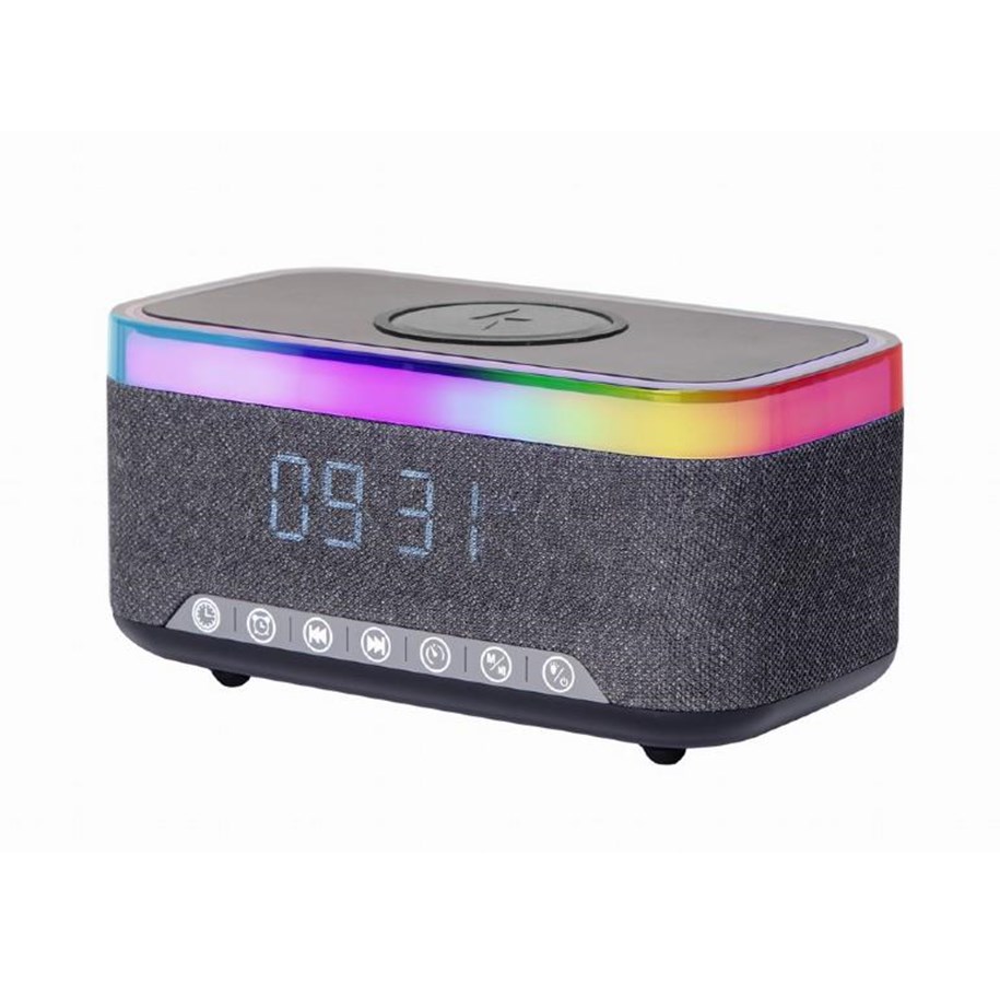 Einrichtung - Gembird Digital alarm clock with speaker and wireless charging function - Black - DAC-SPKBT-QC15-BK