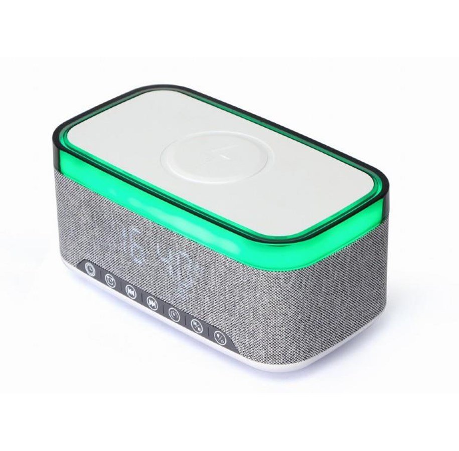 Einrichtung - Gembird Digital alarm clock with speaker and wireless charging function - White - DAC-SPKBT-QC15-GR