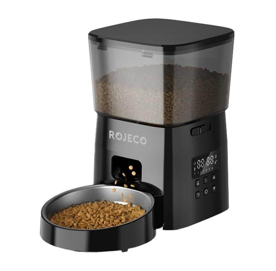 Katzen - Rojeco 2L Automatic Pet Feeder Button Version - RWSQ-02 Black
