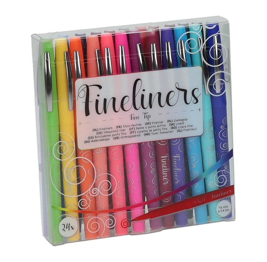 Utensilien zum Schreiben und Zeichnen - Wins Holland - Fineliners in Luxury Storage Box 24 pcs - WHA333