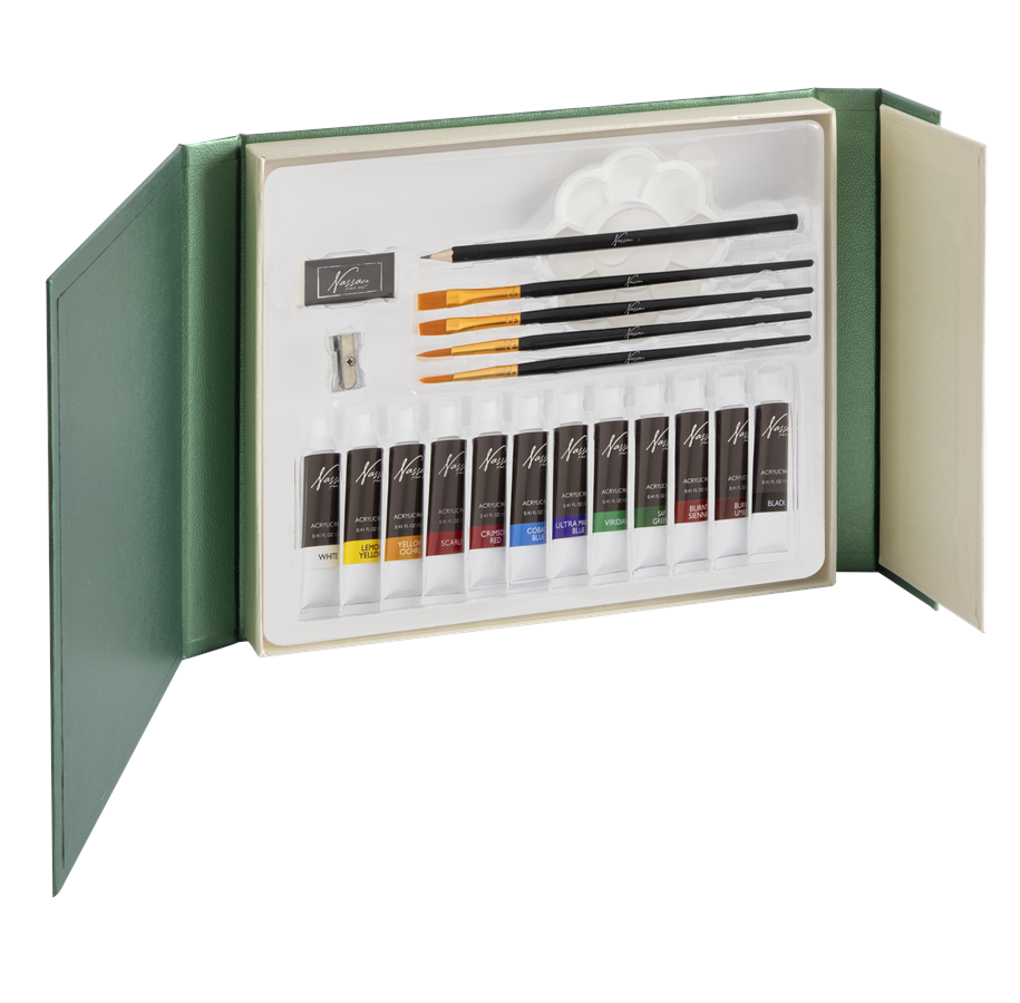 Kunst & Handwerk Ausstattung - Nassau Acrylic art set 21 pcs. in cardboard box - AR0988/GE