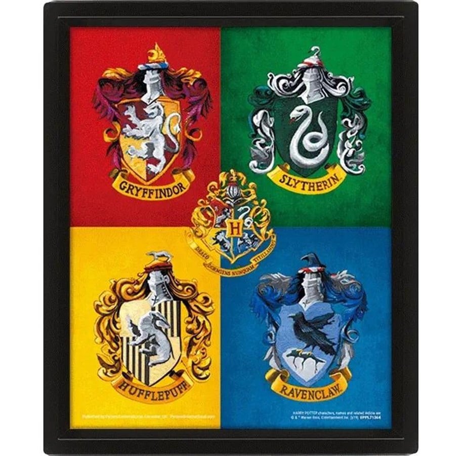 Merchandise - Pyramid - Harry Potter Crests Framed 3D Picture - Bild - EPPL71364