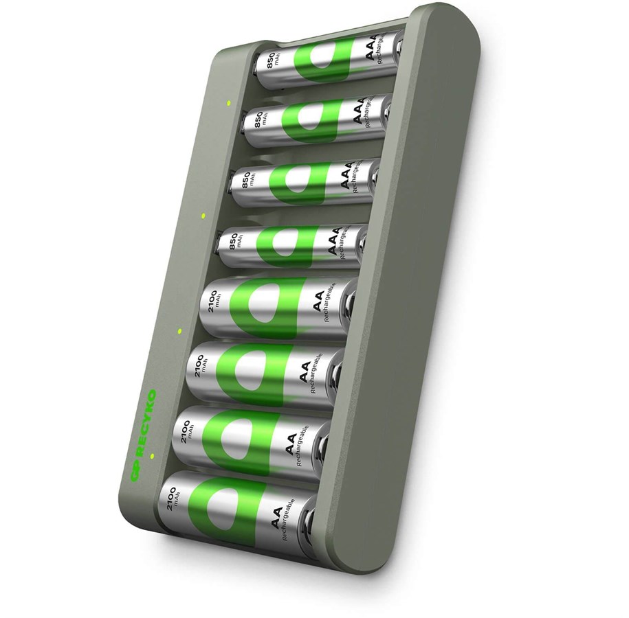 Batterien und Akkus - GP Battery Charger E821 8-Slot with 4xAA 2100mAh + 4xAAA 850mAh - 202267