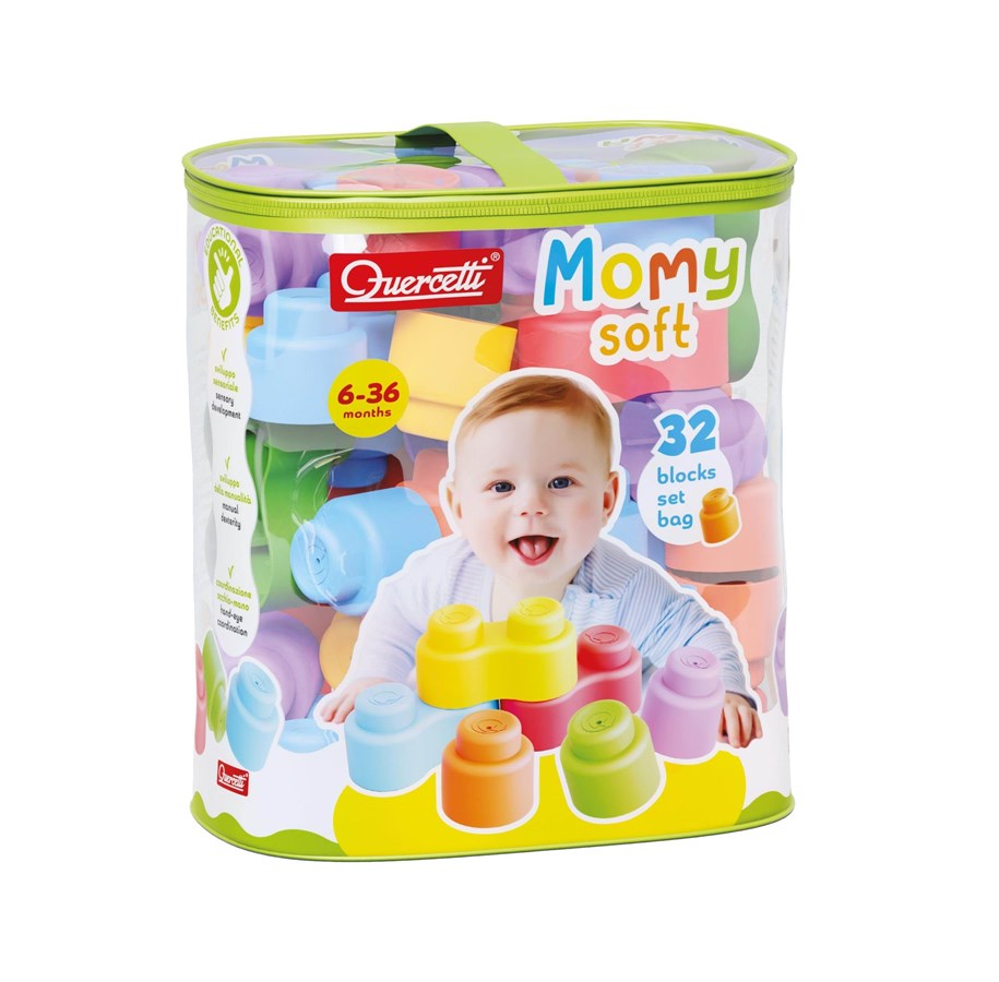 Baby Spielzeug - Quercetti Momy Soft - 32 weiche Bausteine - QU-04143