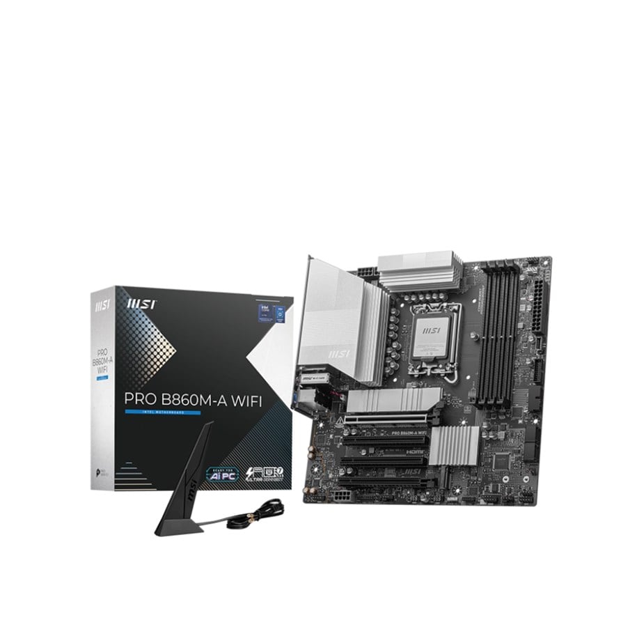 Mainboard - MSI PRO B860M-A WIFI Mainboard - Intel B860 - Intel LGA1851 - DDR5 RAM - Micro-ATX - PRO B860M-A WIFI
