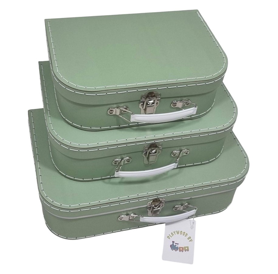 Rollenspiele - Playwood - Cardboard Suitcase Set Green 3 pcs. - Sl0391