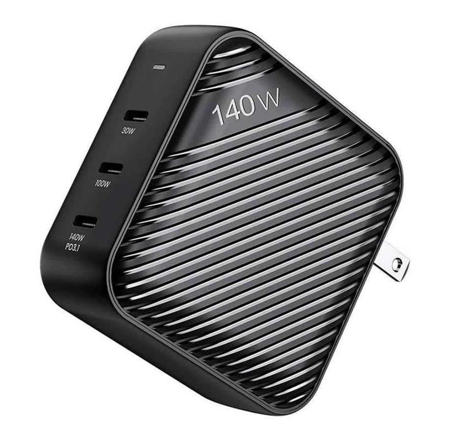 Handys - Adapter und Ladegeräte - INVZI Wall Charger – 3x USB-C 140W EU/UK/AU/US – Black - GH14013