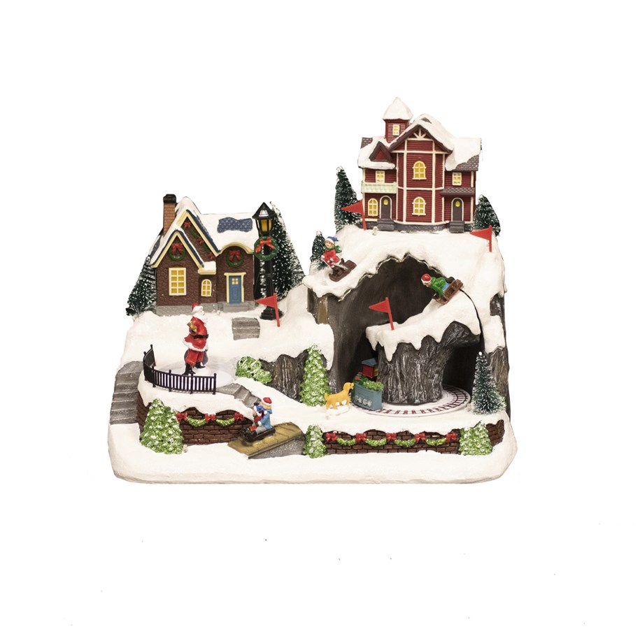 Einrichtung - NORDIC WINTER Christmas town "Mountain Town" w/lights & music - 780-520