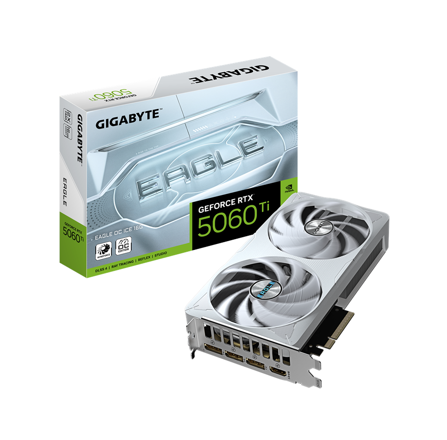 Grafikkarte - GIGABYTE GeForce RTX 5060 Ti EAGLE OC ICE - 16GB GDDR7 RAM - Grafikkarte - GV-N506TEAGLEOC ICE-16GD