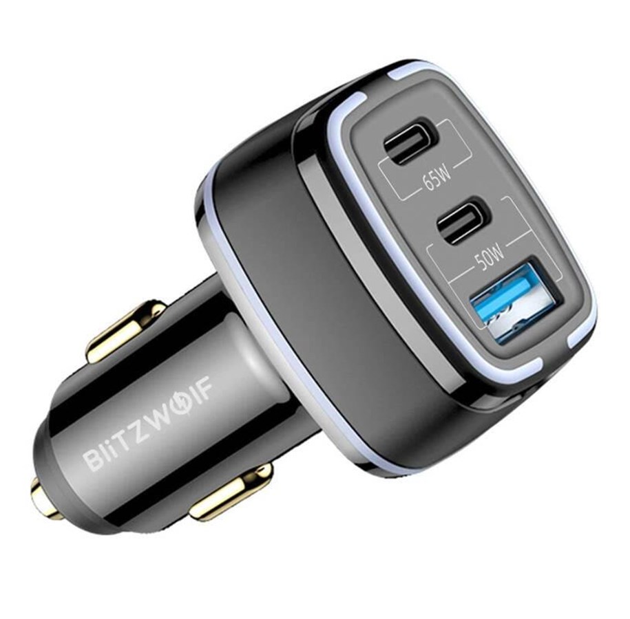Handys - Adapter und Ladegeräte - BlitzWolf BW-BC4 115W 3-Port USB PD Car Charger - BW-BC4