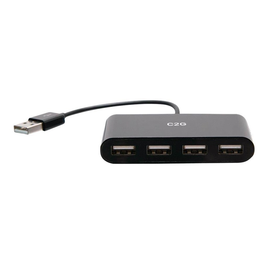 USB-Hubs - C2G 4-Port USB Hub - USB 2.0 Hub - USB Multiport Hub - 480Mbps - hub - 4 ports USB-Hubs - 4 - Schwarz - C2G54462