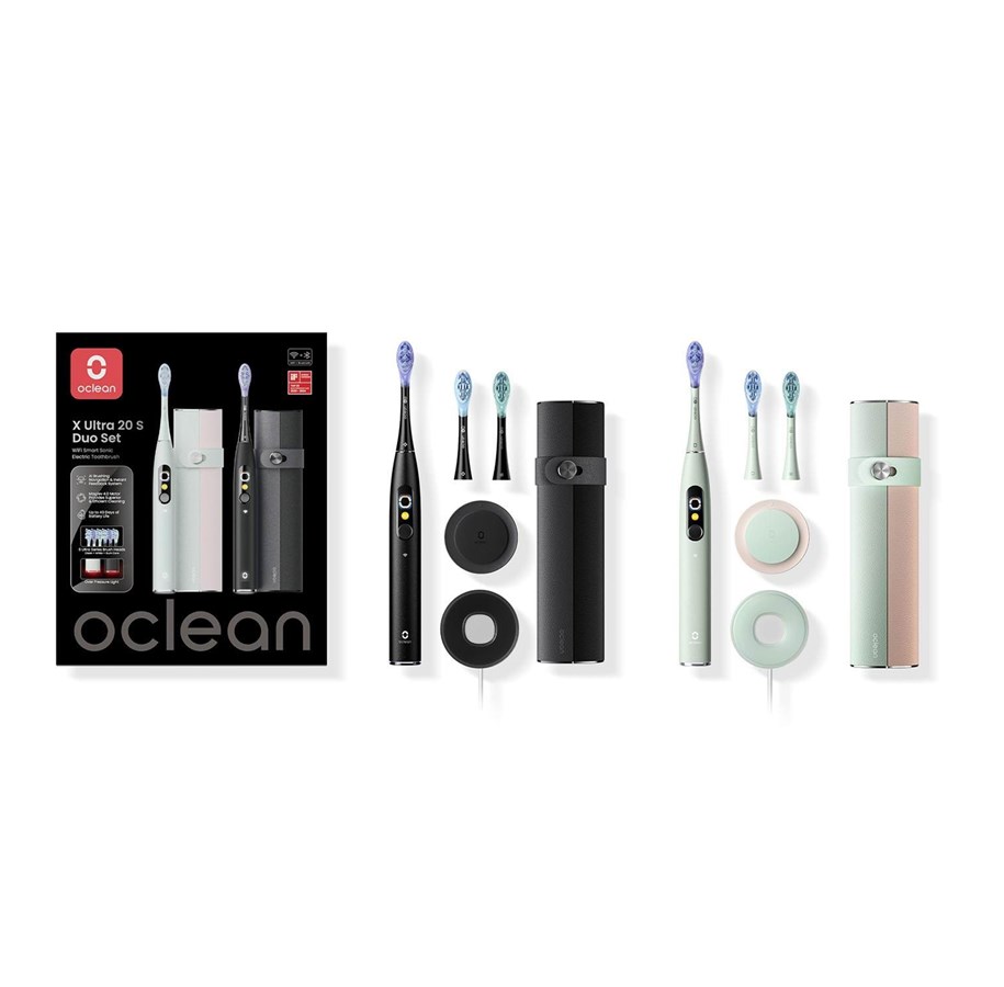 Elektrische Zahnbürsten - Oclean Elektrische Zahnbürste Electric Toothbrush X Ultra 20 S Duo Set Green+Black - C01000761