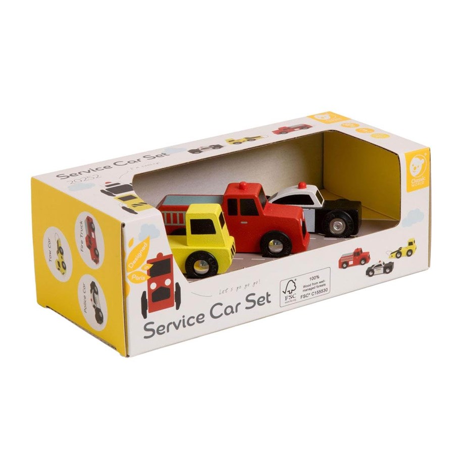 Holzspielzeug - Classic World Wooden Emergency Service Cars Set 3pcs. - 20252