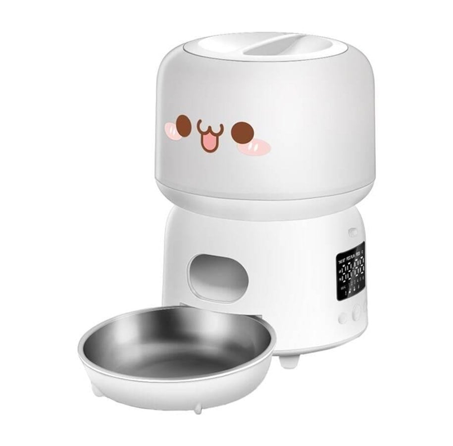 Hunde - Rojeco 3L Automatic Pet Feeder – Button Control - White - RWSQQBAJO-3L