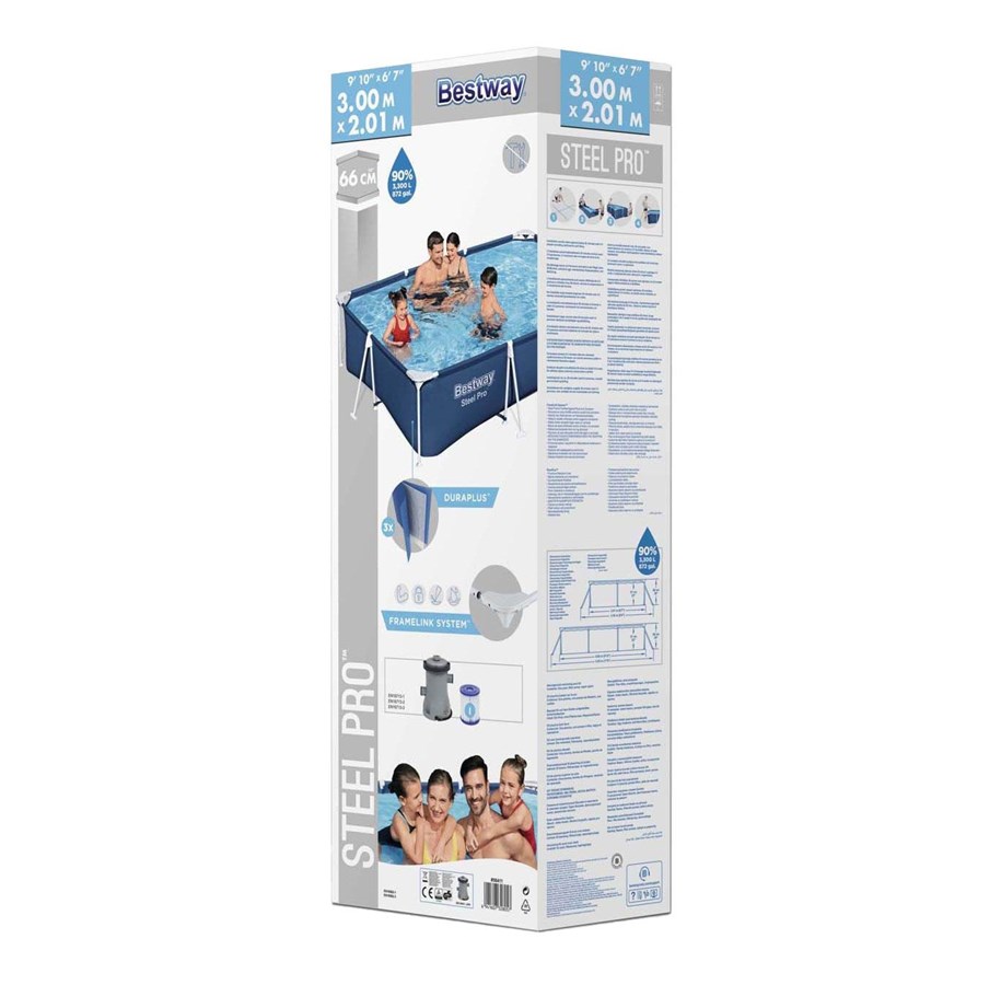 Pools - Bestway Swimming Pool Steel Pro Set Rectangle 300cm - 7020024016