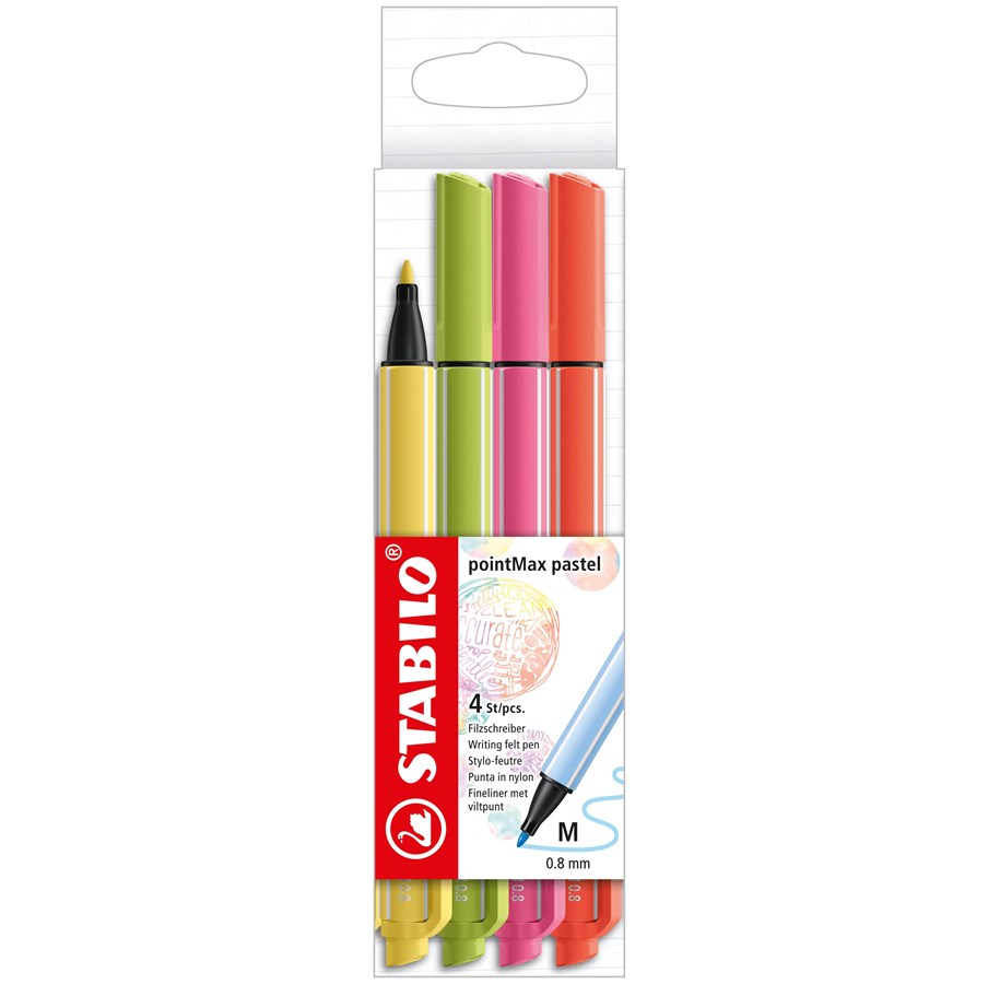 Utensilien zum Schreiben und Zeichnen - STABILO pointMax Pastel - Hardtip Fineliner - Set of 4 - 488/4-03