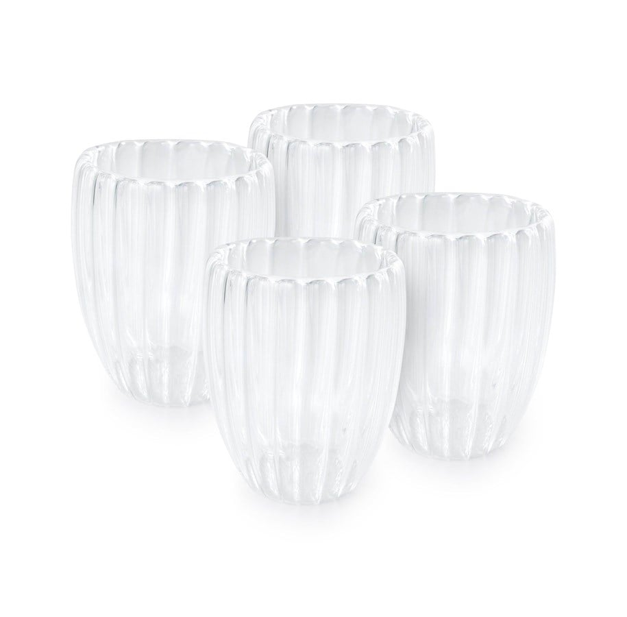 Küchenzubehör - Olsen Home - Double-walled Glasses with Ridges - 4 pcs - 5740007823374