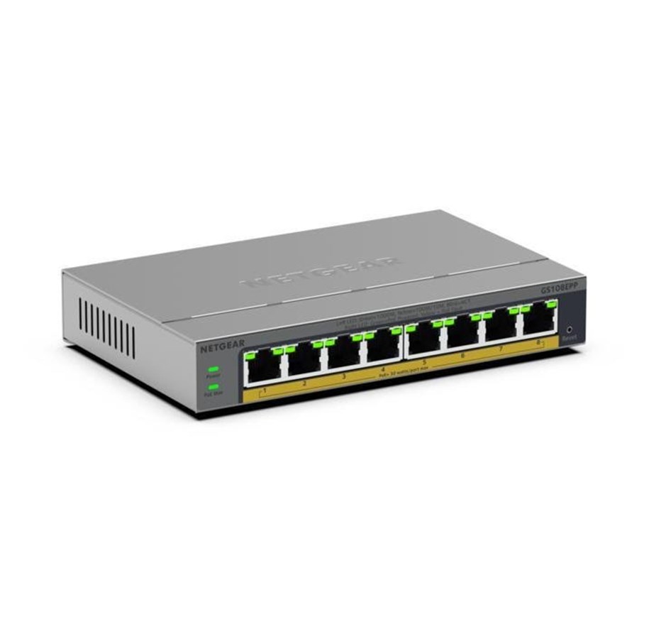 Netgear GS108EPP 8-Port Gigabit Ethernet Easy Smart High-Power PoE+ ...