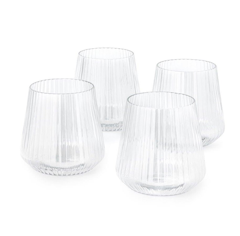 Tischgedeck - Olsen Home - Ribbed Plastic Glasses - Pack of 4 - 9x9x9 cm - 5740007826566