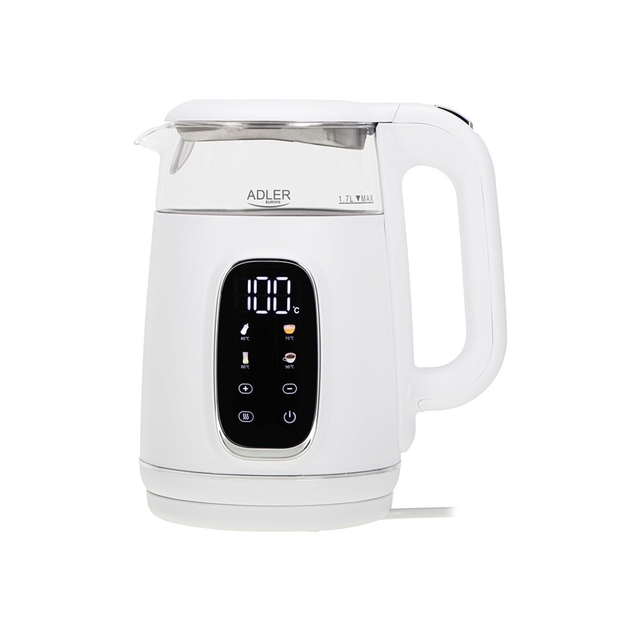 Wasserkocher - Adler Wasserkocher AD 1305 - kettle - white/silver - Weiß/Silber - 2200 W - AD 1305ws