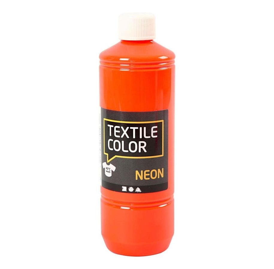 Utensilien zum Schreiben und Zeichnen - Creativ Company - Textile Color Semi-opaque Textile Paint - Neon Orange - 500 ml - 34213