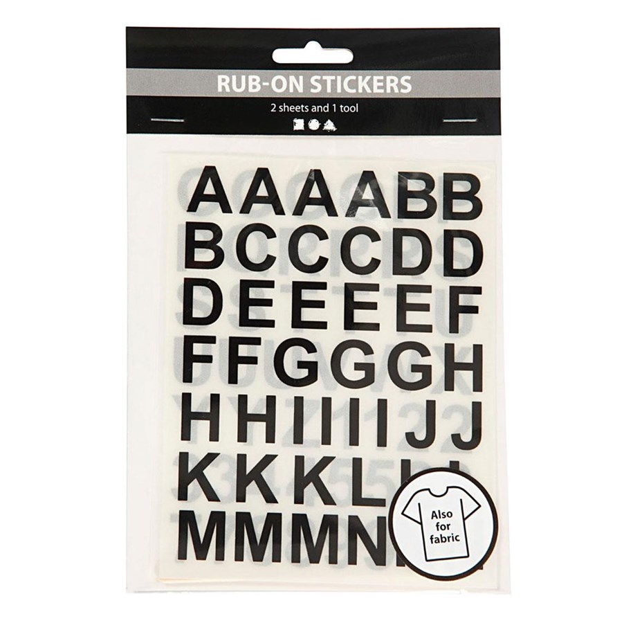 Kunst & Handwerk Ausstattung - Creativ Company - Rub-On Stickers Letters and Numbers Black 2 Sheets - 283966