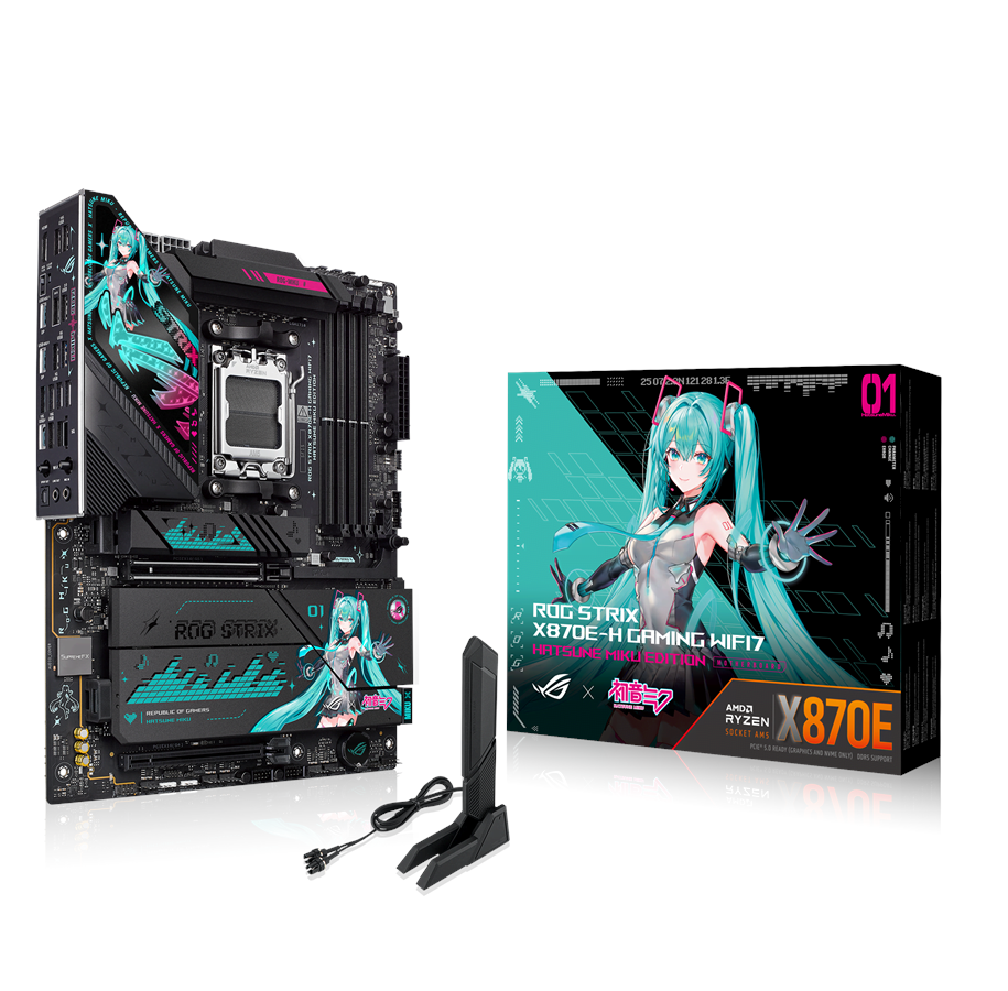 Mainboard - ASUS ROG STRIX X870E-H GAMING MIKU WIFI7 Mainboard - AMD X870E - AMD AM5 - DDR5 RAM - ATX - 90MB1MA0-M0EAY0