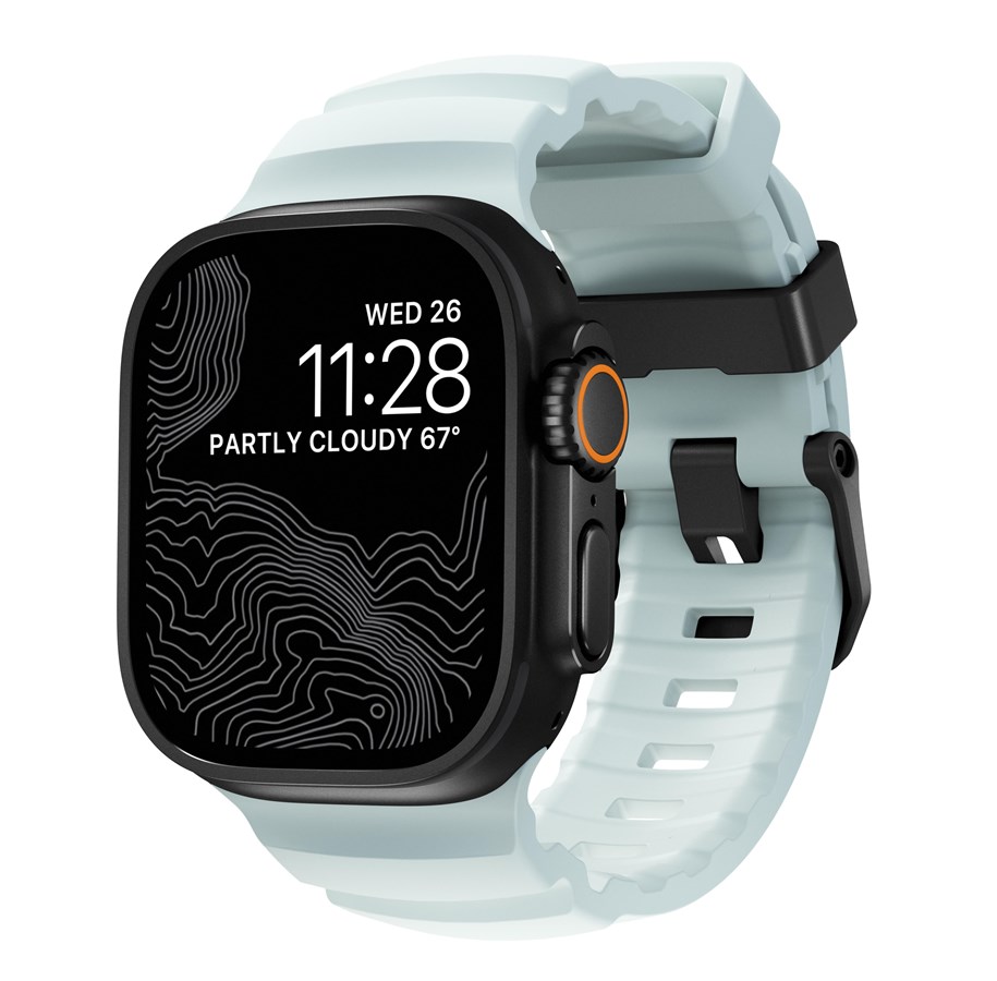 Smartwatch - Accessories - Nomad Rocky Point Band 46/49 mm Icy Blue Glow Connector Black - NM014445858