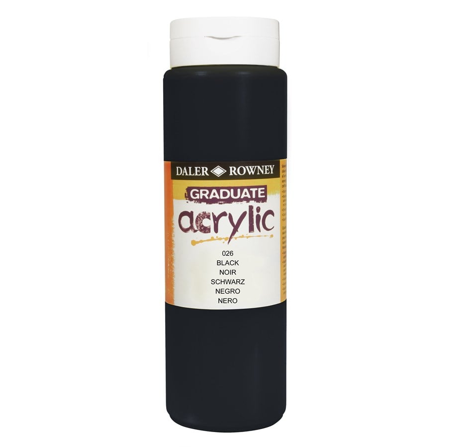 Kunst & Handwerk Ausstattung - Daler-Rowney Graduate Acrylic 500 ml Black - 16-123500026
