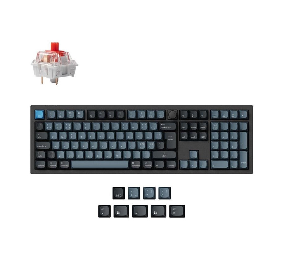 Tastaturen - Keychron Q6 Pro 100% Knob Wireless TriMode QMK/VIA - Gaming Tastatur - Full-Size - Nordic ISO - Blau - Q6P-M1-BO