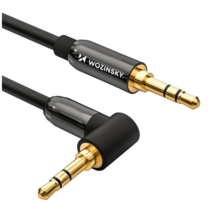 Audio Kabel - Wozinsky AUX Cable Angled (Male-Male) Mini Jack Cable 1.5m Black - 5907769307423