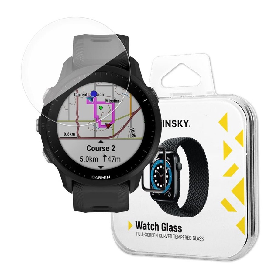 Handys - Schutzfolie - Wozinsky Full Glue Tempered Glass Tempered Glass For Garmin Forerunner 955 9H Full Screen Full Cover With Black Frame - 9145576274507