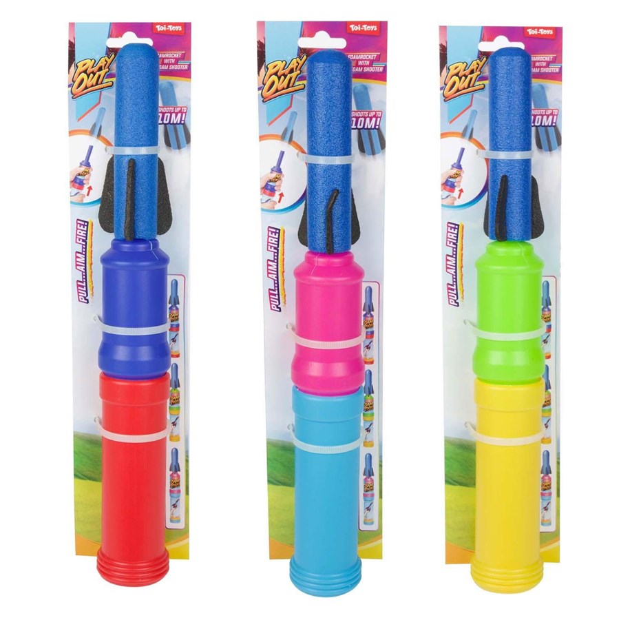Spielzeug - Toi-Toys Play Out Foam Rocket with Air Launcher 28cm - assorteret - 68591Z
