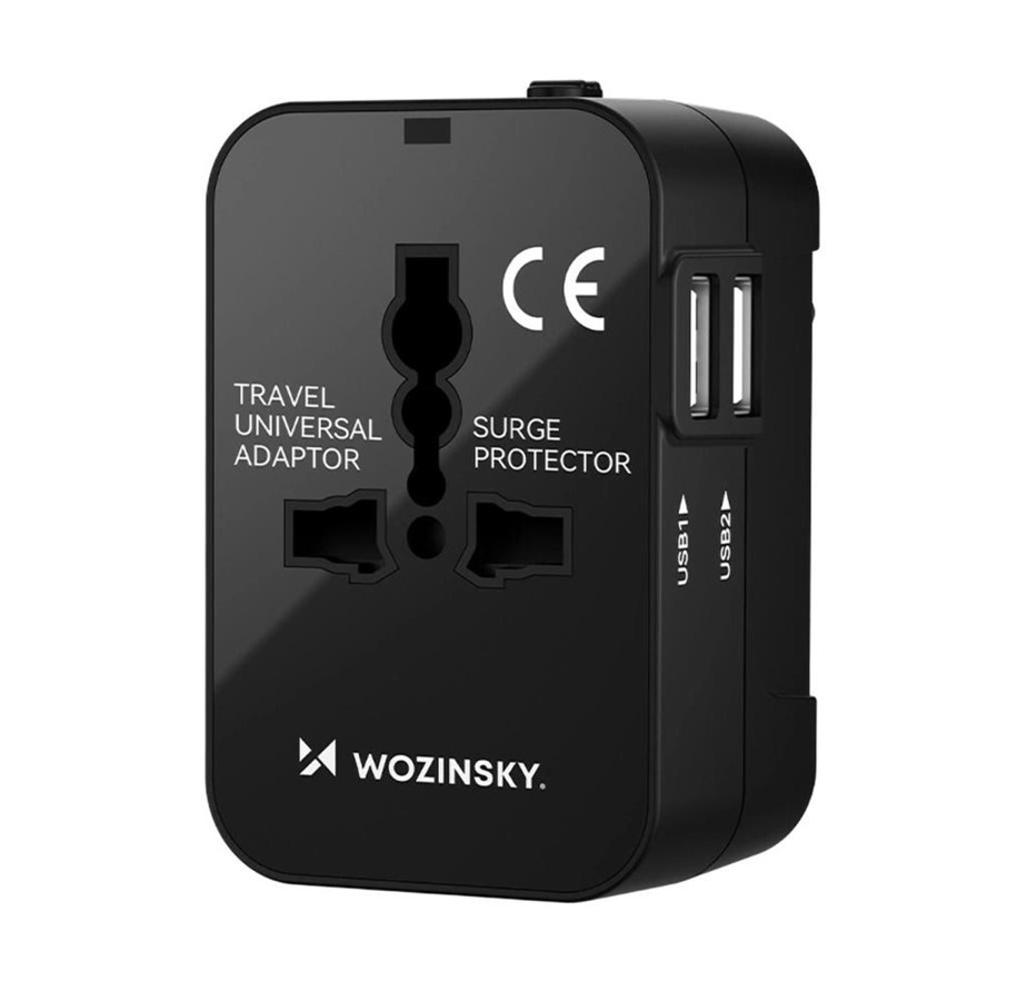 Handys - Adapter und Ladegeräte - Wozinsky WUTWC Universal Travel Adapter 24W EU / US / AUS / UK / 2x USB-A - Black - 5907769308512