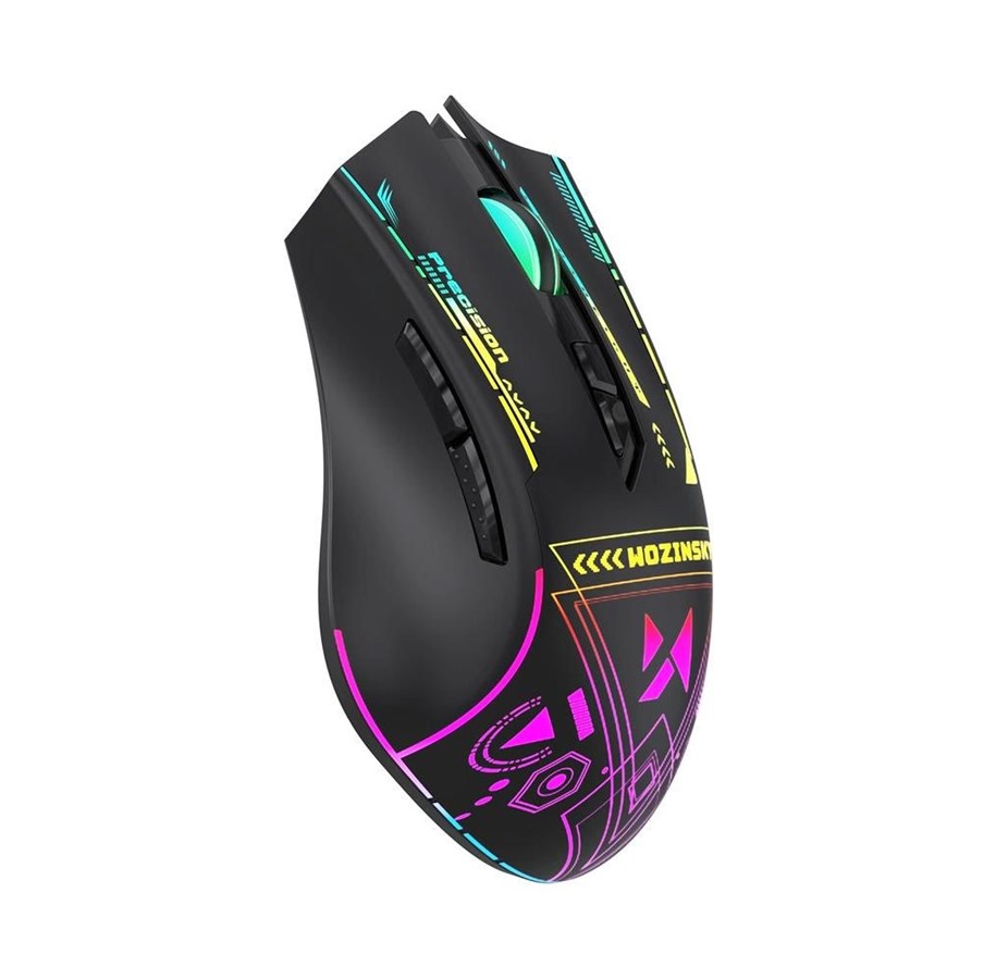 Maus - Wozinsky WMGB-3200 Optical Gaming Wireless Mouse with Built-in 3200 DPI Battery with RGB Lighting - Black - Gaming Maus (Schwarz mit RGB) - 5907769384196
