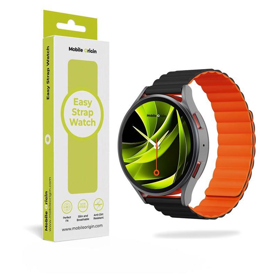 Smartwatch - Accessories - Mobile Origin Easy Strap Magnetic Watch 20mm Black/Orange - MO-ESM20-BLK-ORG
