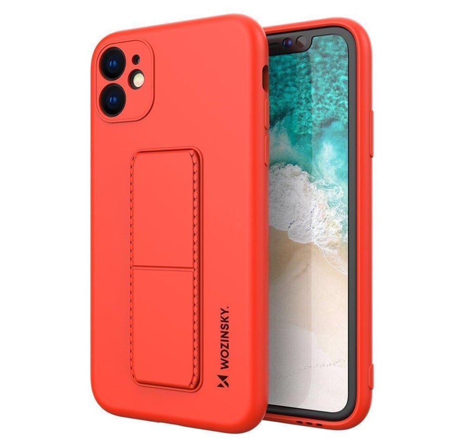 Handys - Cover & Cases - Wozinsky Kickstand Case Silicone Case with Stand Case for Xiaomi Redmi 10X 4G / Xiaomi Redmi Note 9 Red - 9111201942004
