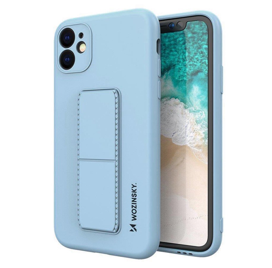 Handys - Cover & Cases - Wozinsky Kickstand Case Silicone Case with Stand Case for Xiaomi Redmi 10X 4G / Xiaomi Redmi Note 9 Light Blue - 9111201942028