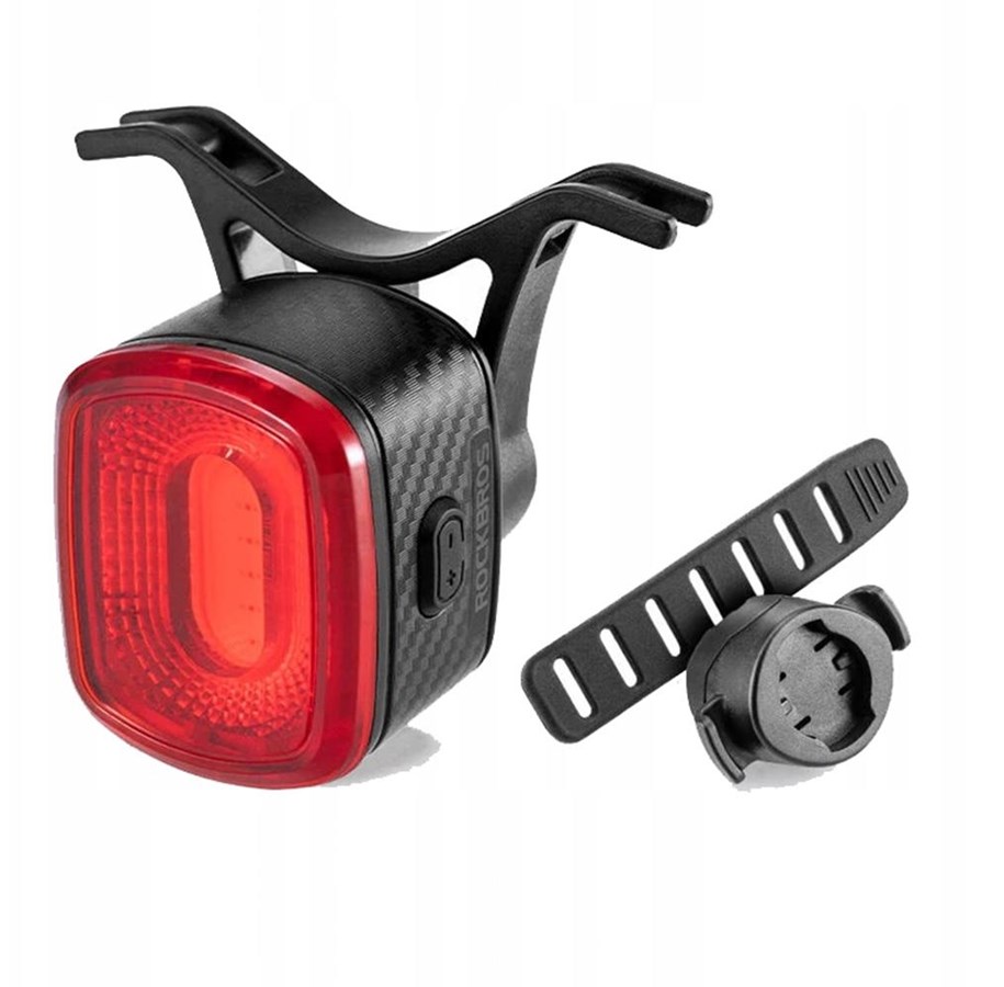 Bike Lights - Rockbros Q2S LED Rear Bike Light with Smart Stop System + USB-C - USB-A Cable - Black - Q2S