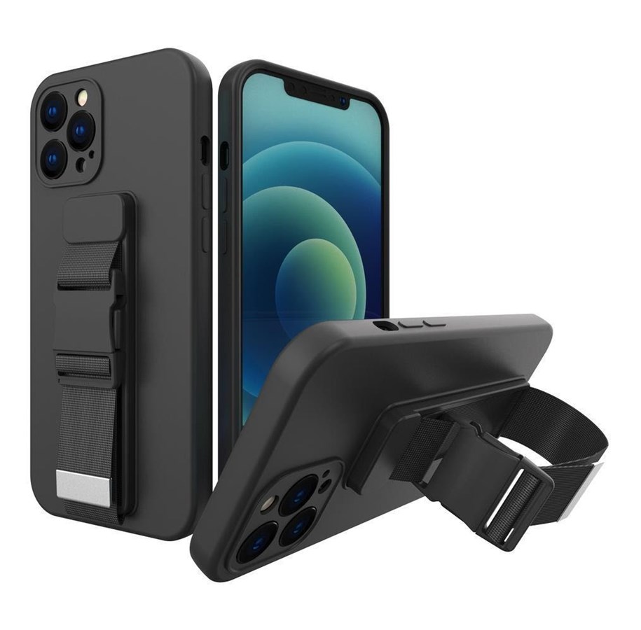 Handys - Cover & Cases - Hurtel Rope Case Silicone Lanyard Cover Purse Lanyard Strap For Samsung Galaxy A33 5G Black - 5907769340796