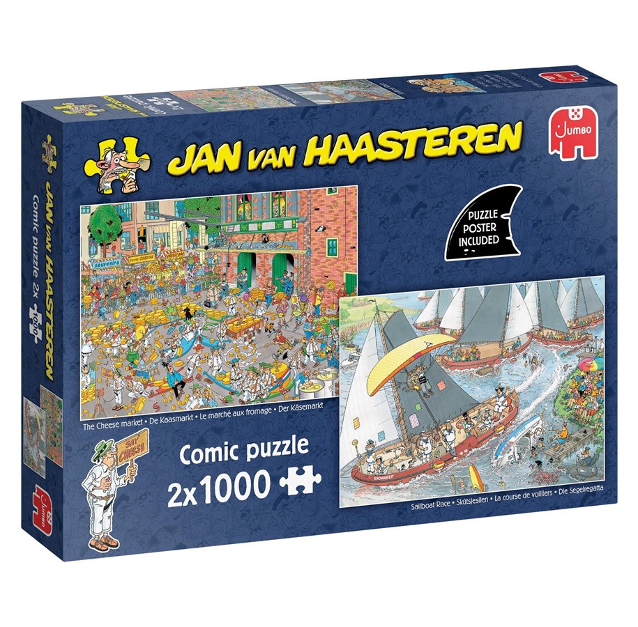 Puzzle - Jumbo Jan van Haasteren Jigsaw Puzzle - The Cheese Market & Skutsjesilen - 2x1000 pcs. Boden - 1110100646