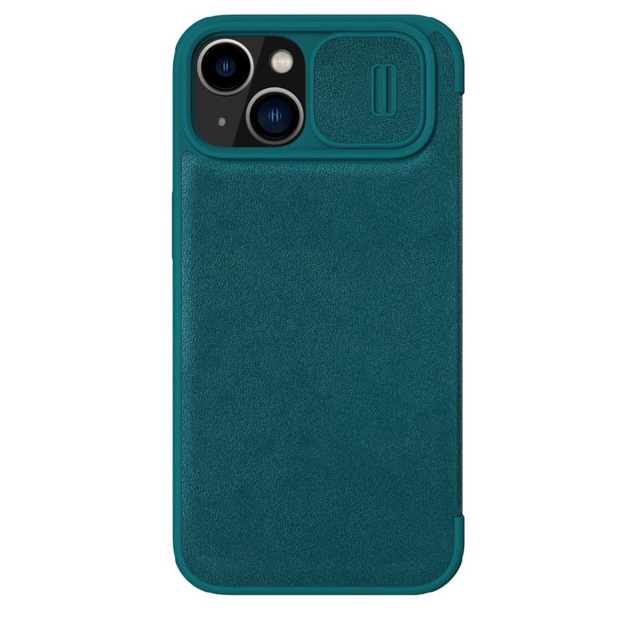 Handys - Cover & Cases - Nillkin Qin Leather Pro Case iPhone 14 Plus Case Camera Cover Holster Cover Case With Flip Green - 6902048249103
