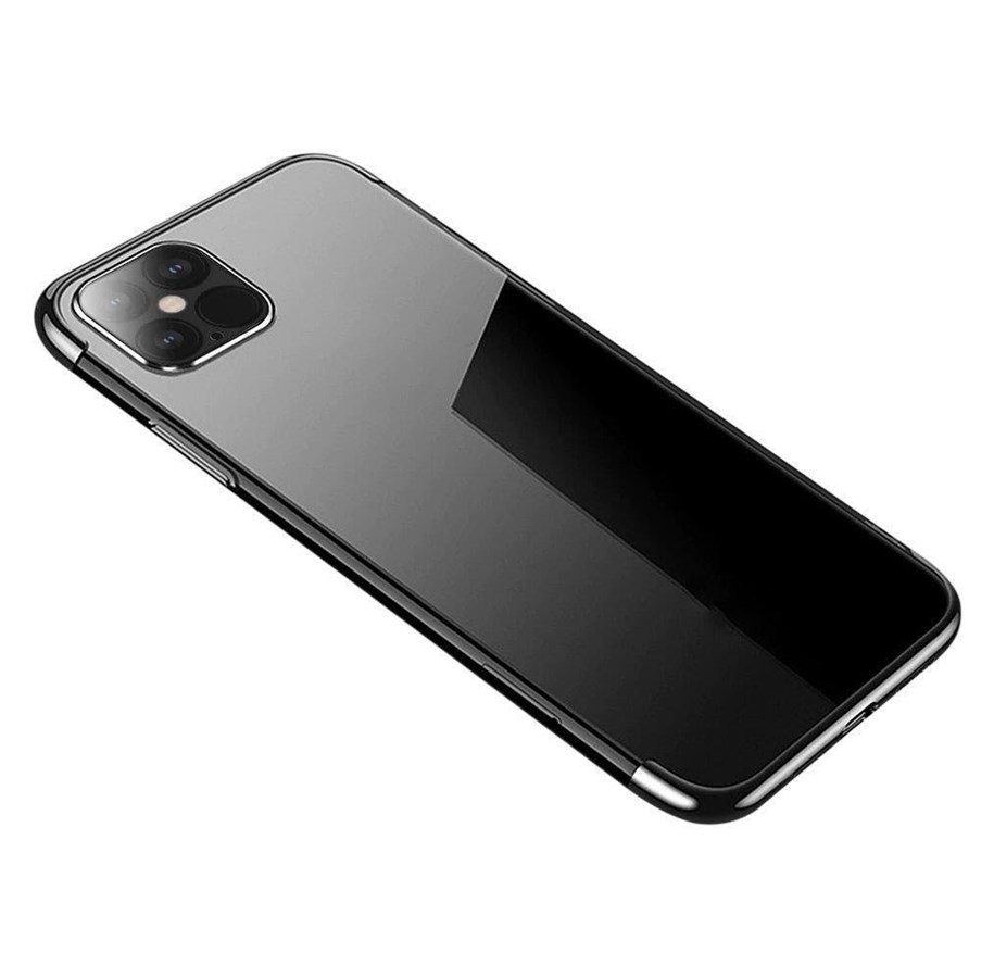Handys - Cover & Cases - Hurtel Clear Color Case TPU Gel Cover with a Metallic Frame for Samsung Galaxy A13 5G Black - 5907769348174