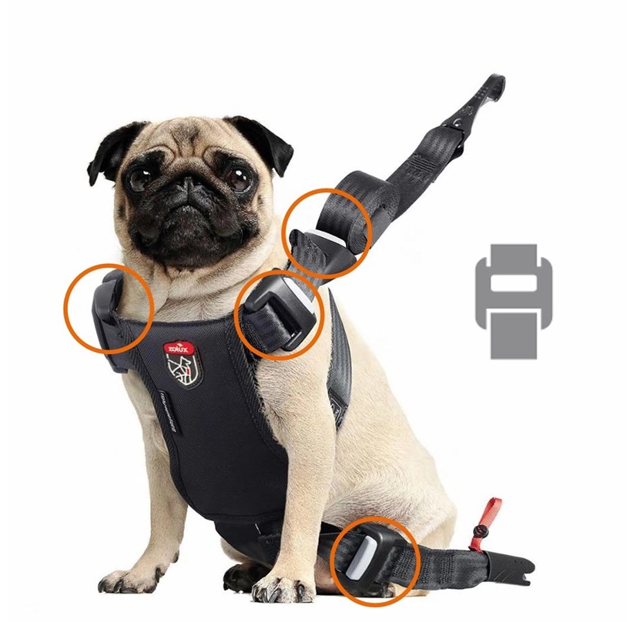 Hunde - Zolux Travel Safe Isofix Car Safety Harness Red Medium 14-26kg - 3336024621233