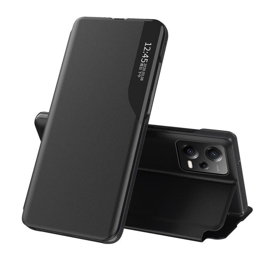 Handys - Cover & Cases - Hurtel Eco Leather View Case for Xiaomi Redmi Note 12 Pro+ with Flip Stand Black - 9145576275801