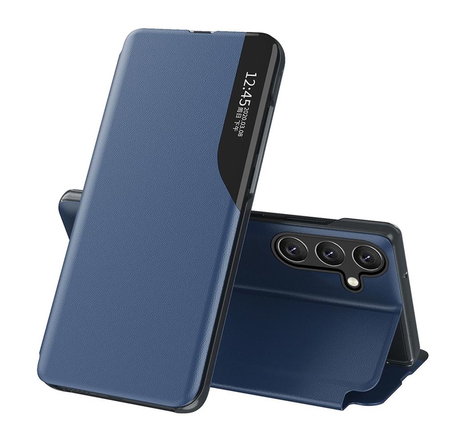 Handys - Cover & Cases - Hurtel Eco Leather View Case Cover for Samsung Galaxy A24 4G with Flip Stand Blue - 9145576275726