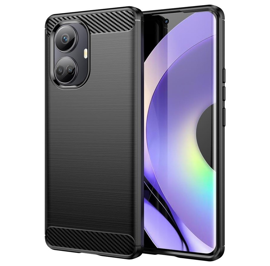 Handys - Cover & Cases - Hurtel Carbon Case for Realme 10 Pro Flexible Silicone Carbon Cover Black - 9145576271865