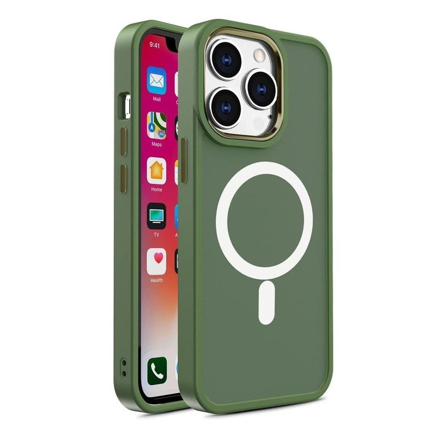 Handys - Cover & Cases - Hurtel Armored Magnetic iPhone 14 Plus MagSafe Color Matte Case - Green - 9145576278796