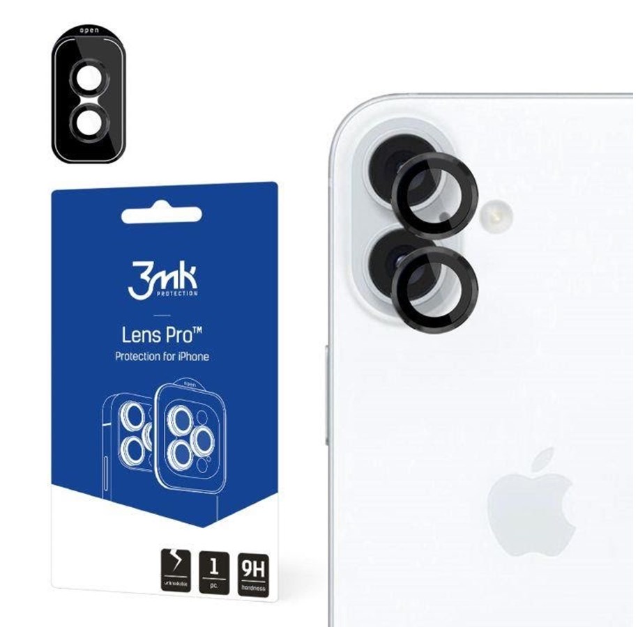 Handys - Schutzfolie - 3mk Lens Protection Pro Camera Cover with Black Frame for iPhone 16 / 16 Plus - 5903108588546